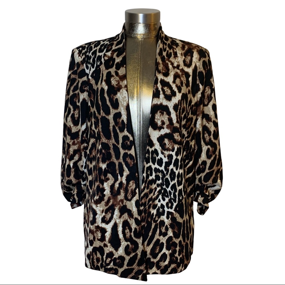 New York Clothing Co Open Cheetah Print Blazer